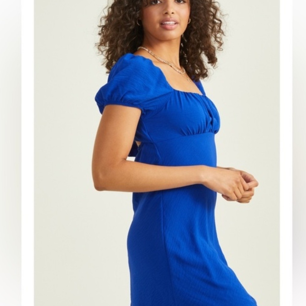 NWT Malloney puff dress size small in royal blue - Picture 4 of 5